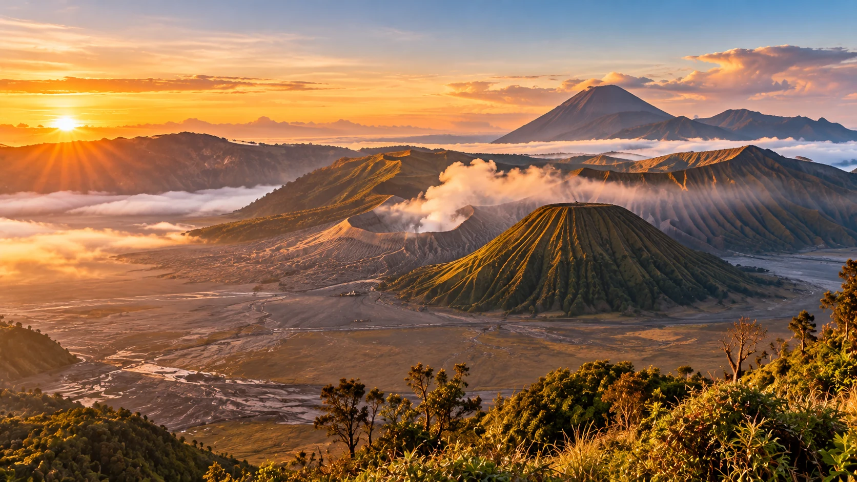 Sidemen Valley Lush Terraced Rice Paddies at Sunrise